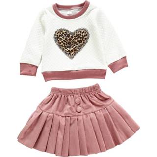 👉 Trui wit 110 active schoonheid Lange mouw ronde hals luipaard geborduurde fleece rok pak (kleur: maat: 110)