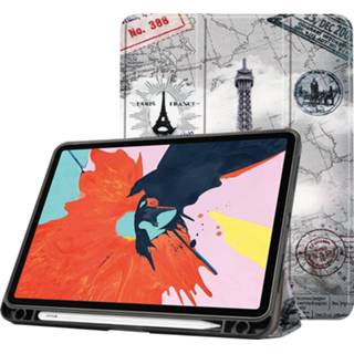 👉 Pencil active IPad Air 2020 hoes - 10.9 inch Tri-Fold Book Case met Apple Houder Eiffeltoren 8719793113539