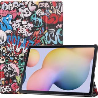 👉 Active Samsung Galaxy Tab S7 Plus (2020) hoes - Tri-Fold Book Case Graffiti 8719793095460