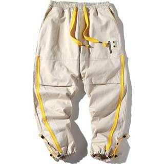 👉 Casual broek beige m active schoonheid mannen Trend met losse balken en meerdere zakken voor heren (kleur: beige, maat: M)