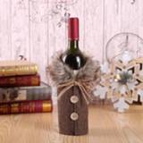 👉 Kerstversiering active Kerstversieringen Wijnset Bow Bottle Set Hotel Restaurant Decoration Props (SoGray jute) 6922974381517