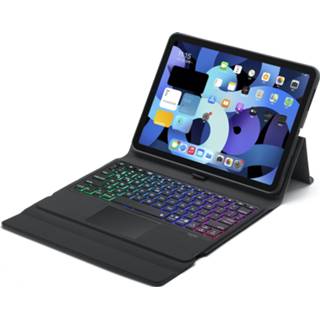 👉 Bluetooth toetsenbord blauw active IPad Air 10.9 (2020) Case - QWERTY hoes verlichting Touchpad Donker 8719793124245