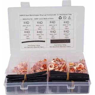 👉 Koperen ring active 245 PCS Icstation Open Vat Zuiver Lug Draad Crimp Terminals Assortiment Kit met Krimpkous