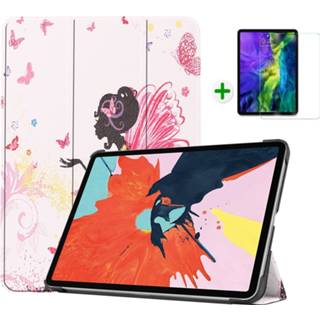 👉 Screenprotector active IPad Air 2020 hoes - 10.9 inch en Tablet met Auto sleep/wake Functie Flower Fee 8719793116660