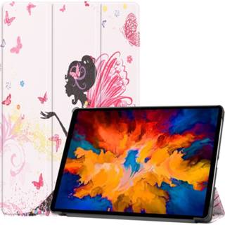 Active Lenovo Tab P11 Pro Hoes - 11.5 Inch Tri-Fold Book Case Auto Sleep/Wake Functie Flower Fee 8719793120209