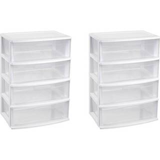 👉 Ladekast wit transparant 2x stuks ladekast/organizer met 4 lades wit/transparant 40 x 56 80 cm