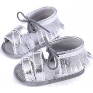 👉 Babyslofjes antislip zilver active baby's meisjes Zomer Tassel Soft Crib Baby Girl Shoes Mocassins Sandal (Silver)