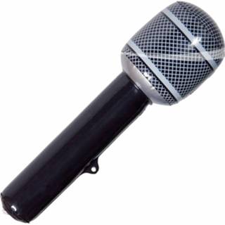 Microfoon zwart pluche Opblaasbaar 8718758025818
