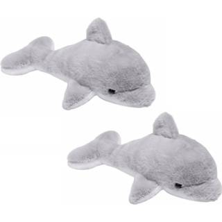 👉 Dolfijn knuffel pluche active grijze Set van 2x stuks dolfijnen knuffels 20 cm