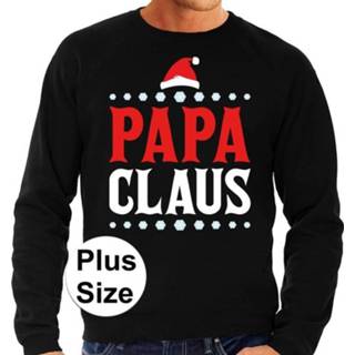 👉 Trui active mannen zwart Plus size Foute kerstborrel / kersttrui Papa Claus voor heren