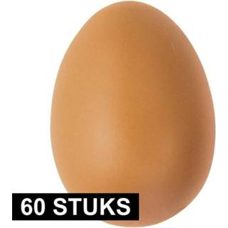 👉 Plastic ei bruine active 60x eieren 6 cm