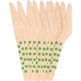 Mes hout active groene Messen van 16 cm stippen 10 stuks