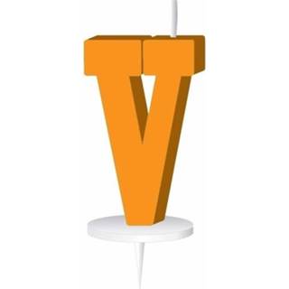 Kaars active oranje Letter kaarsen V