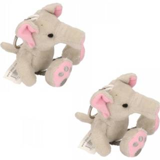 👉 Olifant knuffel active 6x stuks olifanten knuffels sleutelhangers 10 cm