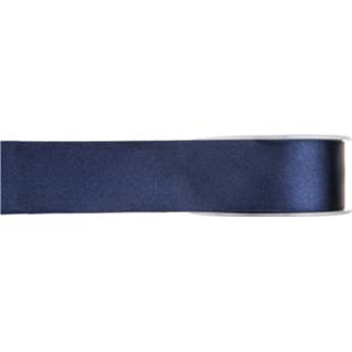 👉 One Size marine 1x Hobby/decoratie navyblauwe satijnen sierlinten 1,5 cm/15 mm x 25 meter - Cadeaulint satijnlint/ribbon Striklint linten 8720276816038