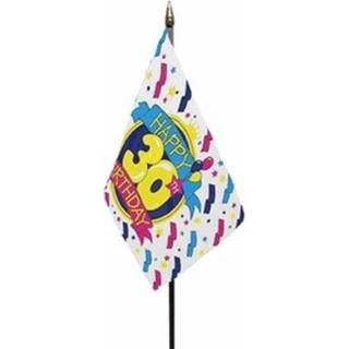 👉 Zwaai vlag polyester active Happy 30th Birthday luxe zwaaivlaggetje