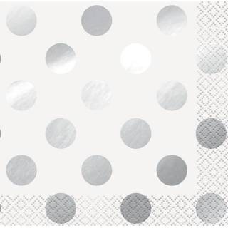 Servet wit papier zilver One Size Haza Original servetten Dots 33 x cm wit/ 16 stuks 11179323012
