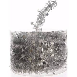 Kerst versiering zilveren active Mystic Christmas kerstversiering sterren folieslinger 700 cm