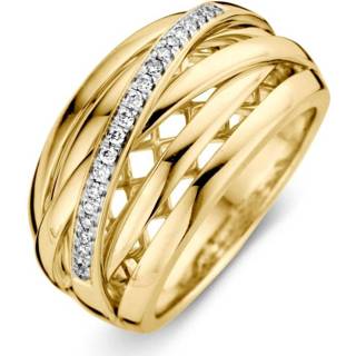 👉 Fantasie ring active Excellent Jewelry Geelgouden met Briljant Strook