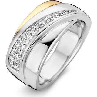 👉 Zirkonia zilveren geelgoud active Excellent Jewelry Brede Ring met en Strook 8785259704078