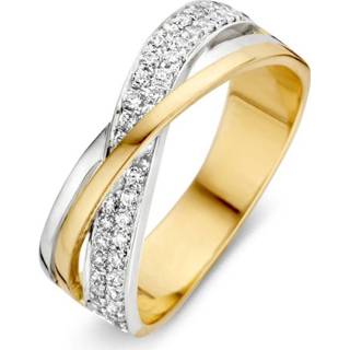 👉 Zirkonia bicolor witgouden active Excellent Jewelry Ring met Strook 8785259726285