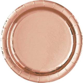 Bord rose goud metallic 18cm 8 stuks