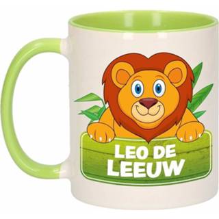 👉 Beker groen wit kinderen Kinder leeuwen mok / Leo de Leeuw 300 ml - Action products