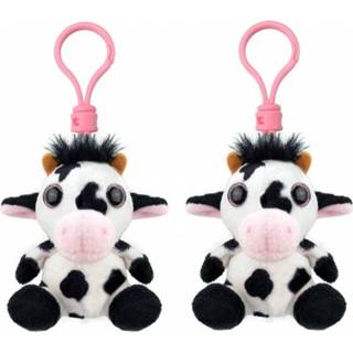 👉 Sleutel hanger active Set van 2x stuks speelgoed koe sleutelhanger 9 cm