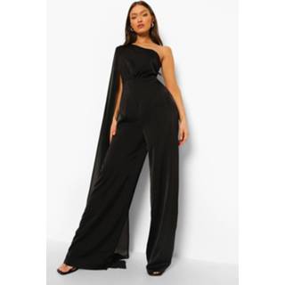 👉 Jumpsuit Met Eén Blote Schouder En Mantel, Black