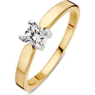 👉 Damesring witgouden active vrouwen Excellent Jewelry Geelgouden Dames Ring met Zirkonia Kopstuk 8785259738417