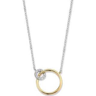 👉 Halsketting witgouden diamanten active Excellent Jewelry Collier met Geelgouden Cirkel en 8785259690463