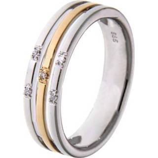 👉 Damesring bicolor diamanten active vrouwen Excellent Jewelry Dames Ring met Drie Stroken en 8785259715739