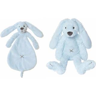 👉 Baby knuffel active baby's jongens meisjes blauwe Happy Horse licht konijnen knuffeltje en knuffeldoekje Richie voor jongens/meisjes