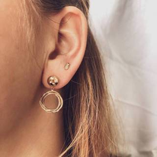 👉 Oorsteker active Excellent Jewelry Geelgouden Oorstekers met Meerdere Cirkels