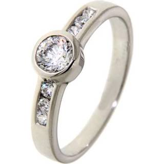 👉 Zirkonia witgouden active Excellent Jewelry Ring met Rond Kopstuk 8785259738226