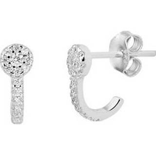 👉 Zirkonia zilveren active Rozet Gebogen Oorstekers met Pavé Zetting