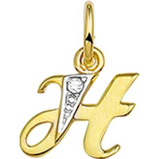 👉 Hanger geelgoud diamant active Alfabet Letter H van met