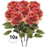 👉 Kunst plant active roze 10x Roos 45 cm kunstplant steelbloem