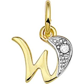 👉 Hanger geelgoud diamant active Alfabet Letter W van met