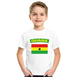 👉 Shirt active jongens meisjes wit T-shirt Ghana vlag en
