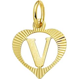 👉 Hanger geelgoud active Hartvormige Alfabet Letter V van
