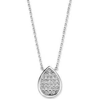 👉 Halsketting witgouden active Excellent Jewelry Collier met Druppelvormige Briljant Hanger 8785259690371