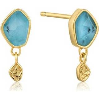 👉 Oorhanger goudkleurige turkoois zilver active Ania Haie Turquoise Oorhangers van
