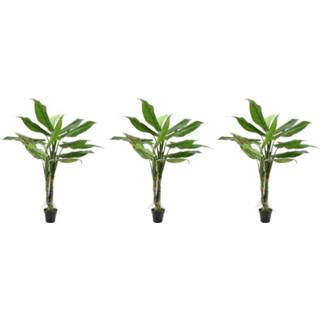 👉 Kunstplant groene zwarte active 3x Philodendron kunstplanten 120 cm met pot