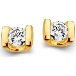 👉 Oorsteker active Excellent Jewelry Neutrale Geelgouden Oorstekers met Zirkonia?s