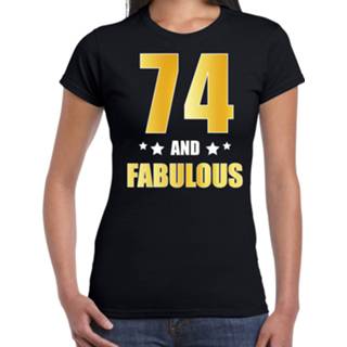 👉 Shirt goud active vrouwen zwart 74 and fabulous verjaardag cadeau t-shirt / jaar voor dames
