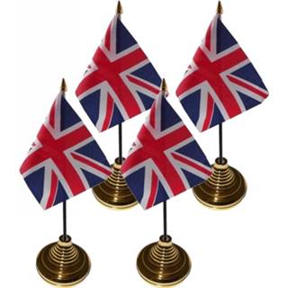 👉 Tafel vlag active groot 4x stuks Tafelvlaggetjes Brittannie op voet van 10 x 15 cm