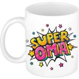 👉 Wit senioren Super oma bedank mok / cadeaubeker met sterren 300 ml