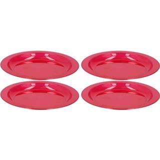 Plastic bord active rode rood kunststof 4x borden/bordjes 20 cm