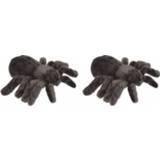 👉 Spinnen knuffel pluche active 2x stuks tarantula knuffels 16 cm